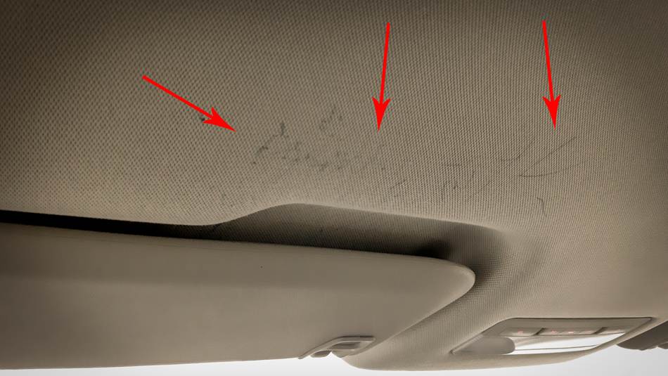 car headliner pen stains