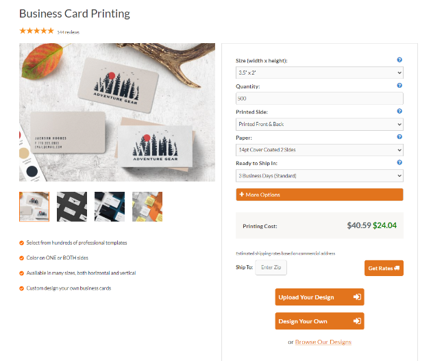 printing business cards on pgprint
