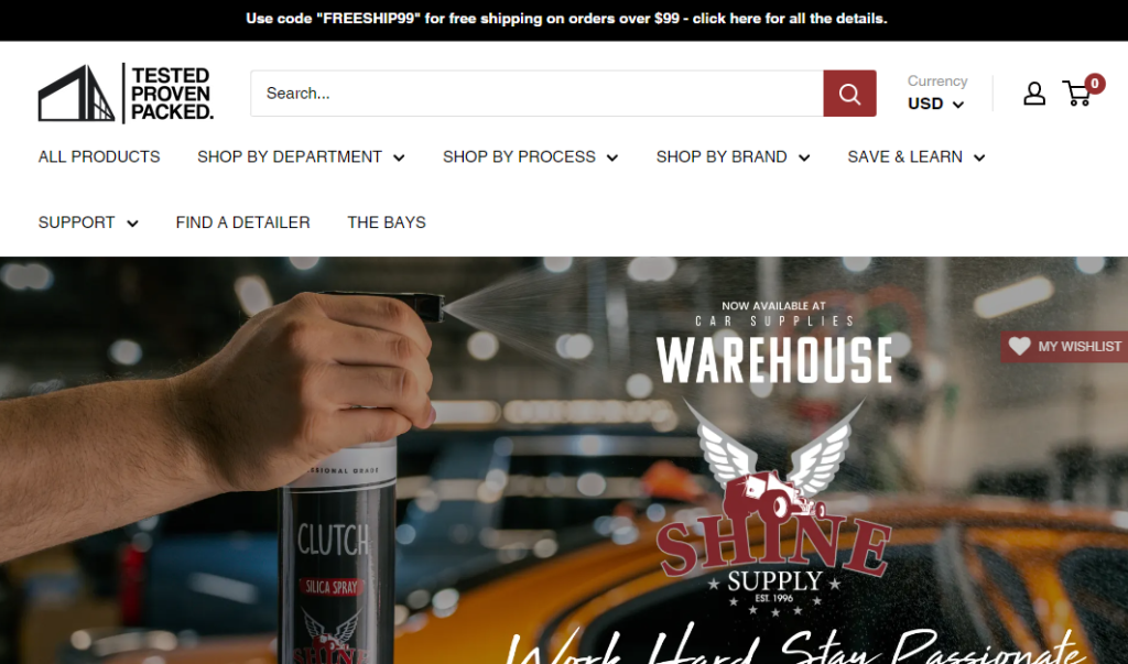 car supplies warehouse homepage