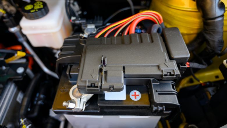 car battery installed in the vehicle