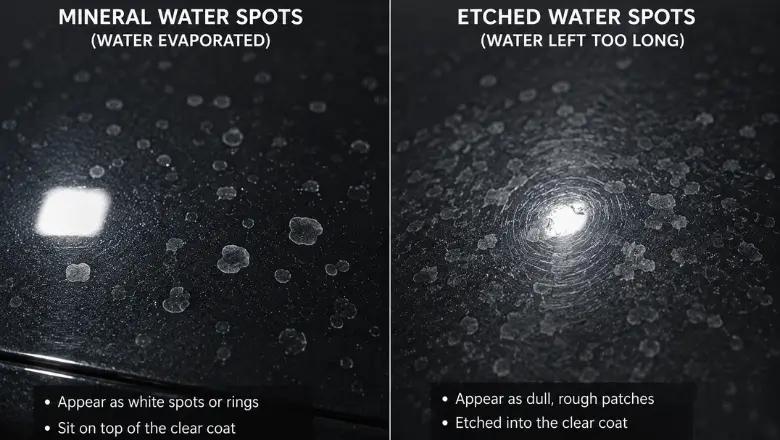 two types of water spots on car paint