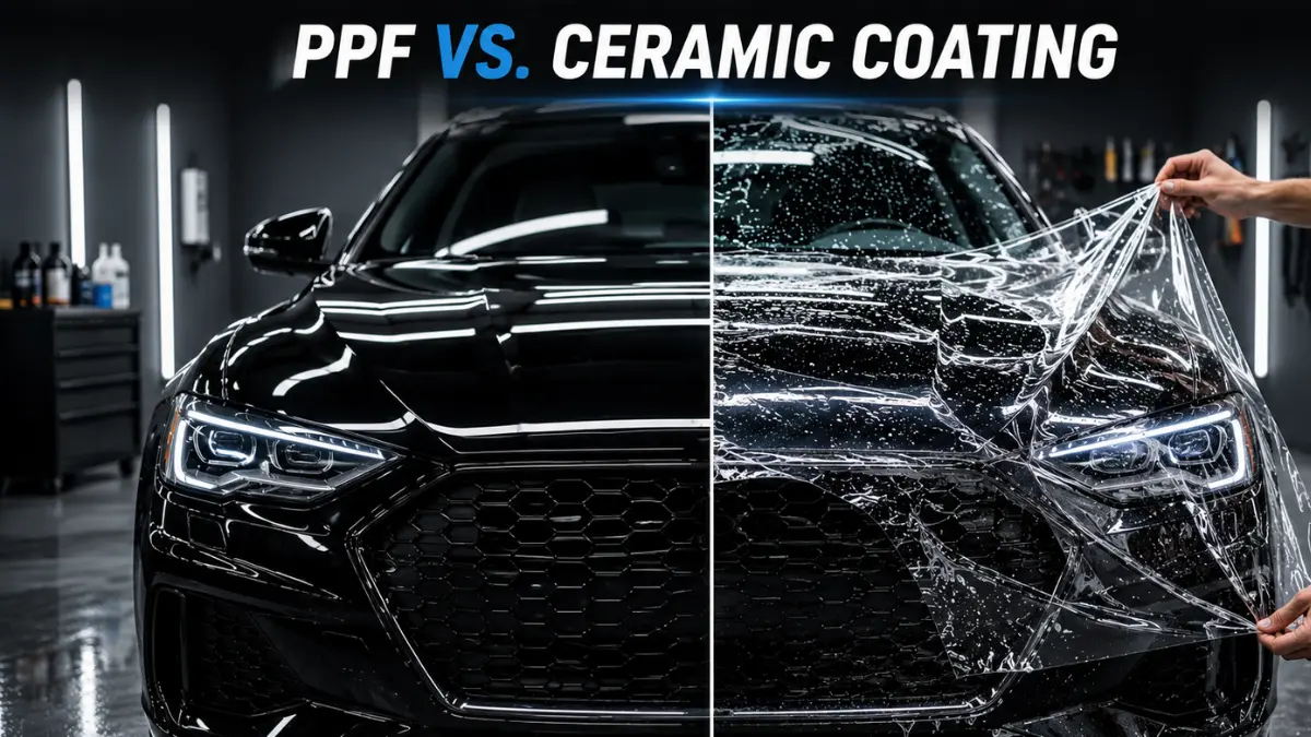 ppf vs ceramic coating comparison on a car's paint