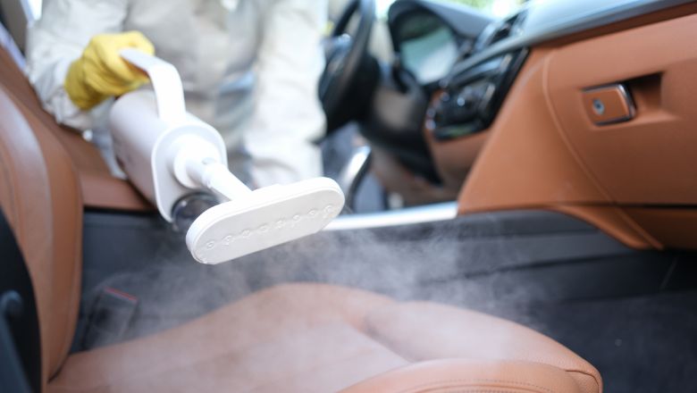 using steam cleaner to clean leather seats