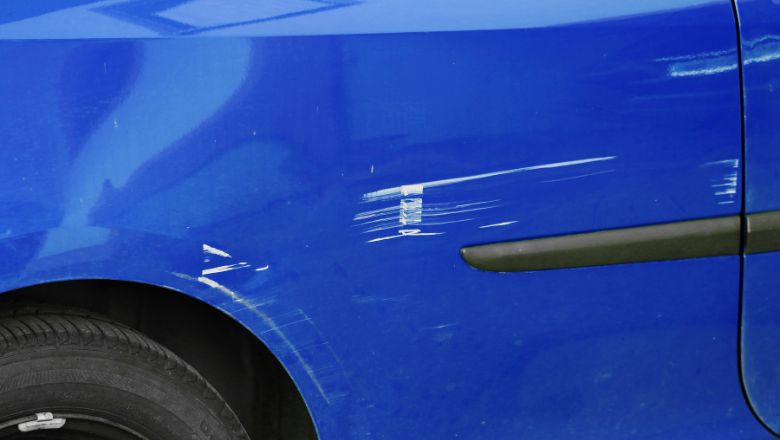 paint scuff on blue car