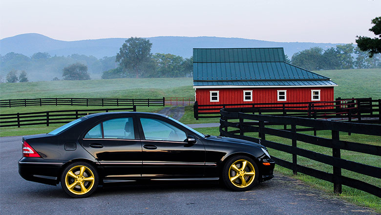 gold wheels on a black car