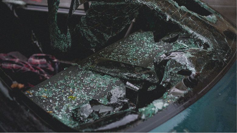 broken window on a car