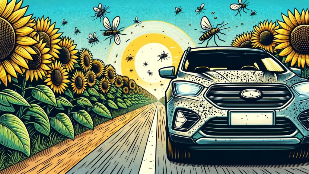 car full of bugs on the road