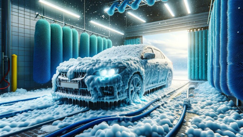 blue car wash snow foam