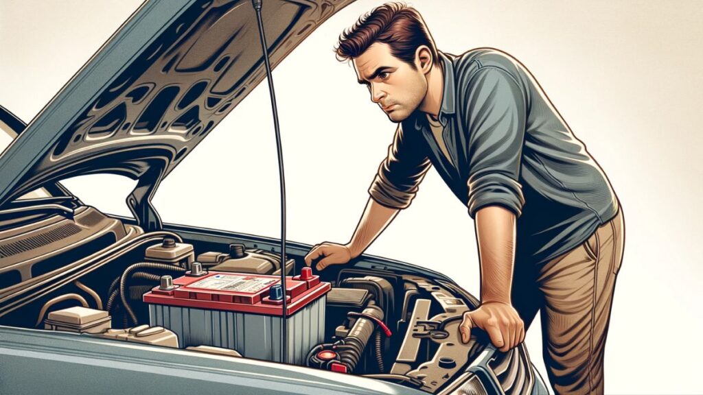 guy checking car battery