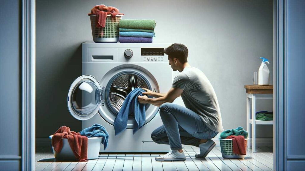 guy washing microfiber cloths